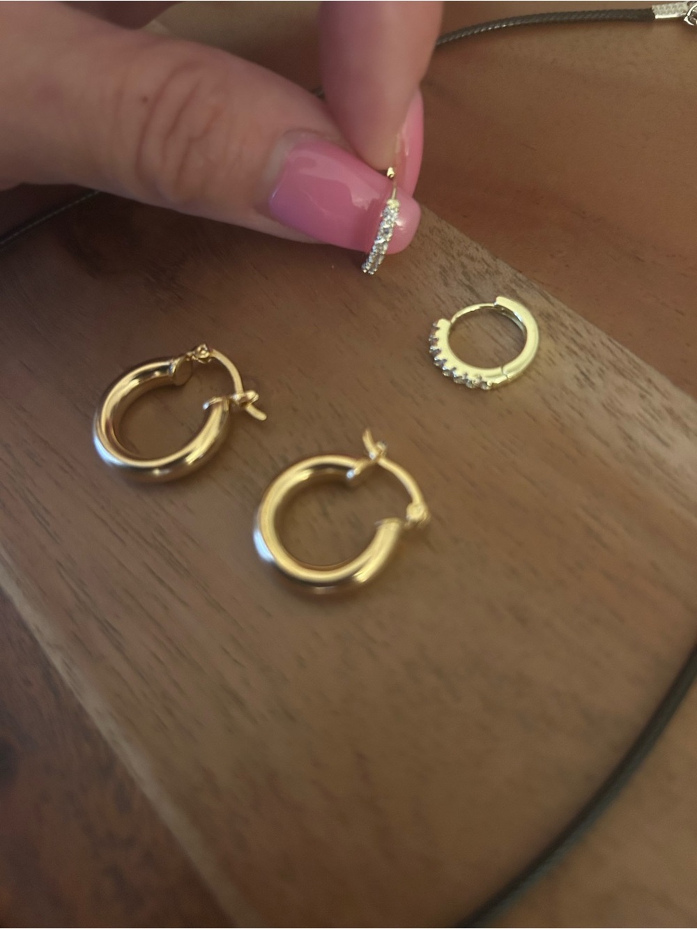 Gold over Sterling Moissanite Hoop Earring Set